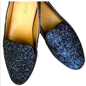 J Crew Blue Glitter loafers (US 10)